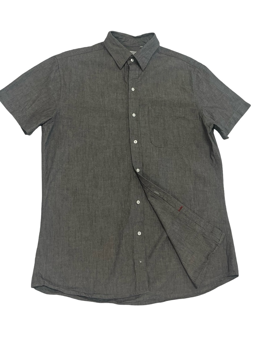 Gustin Cotton Chambray Gray Top Shirt Sz XL Like L Travel Classic Work USA